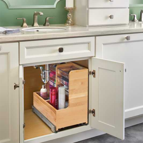 Under Sink Pullout L Shape Reversible Organizer Tdd Hardware - Bathroom Sink Cabinet Insert